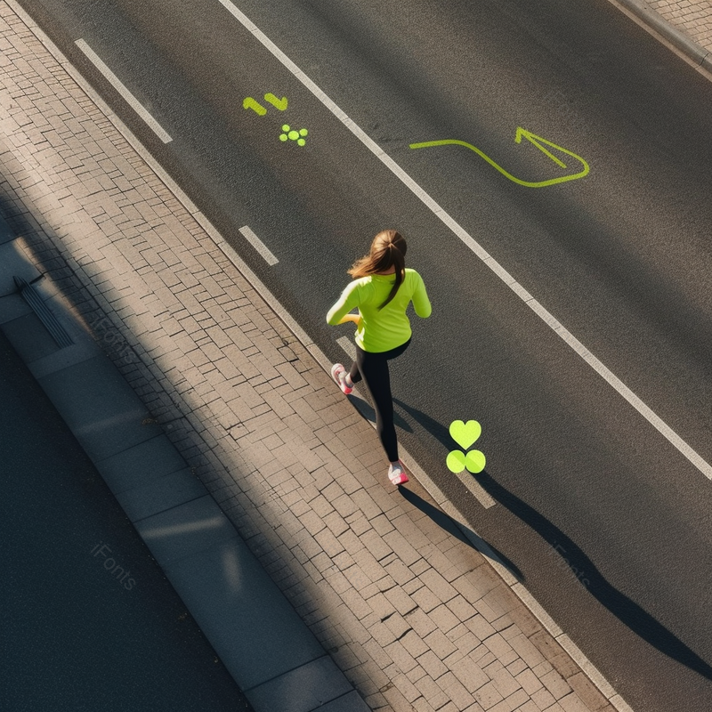 年轻女子在大街上跑着手里拿着数据概念图,高清,摄影图,摄影图片,图片大全,摄影图免费下载